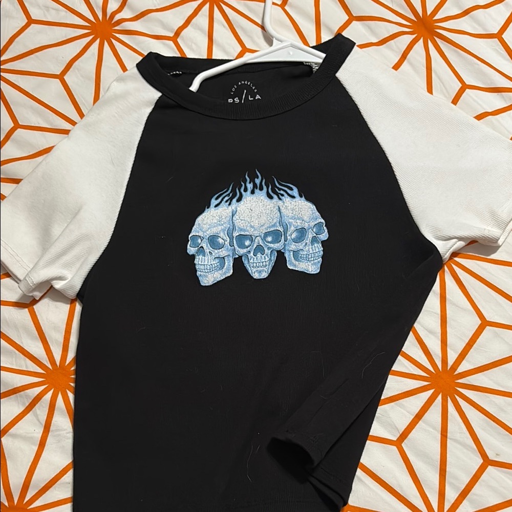 PacSun Black and White Skull Graphic Tee